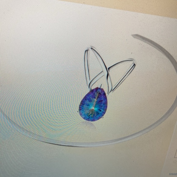 NWOT - 7.00 ct Blue Pear Quartz Slide Pendant Reversible Omega Choker Necklace* - Picture 2 of 8